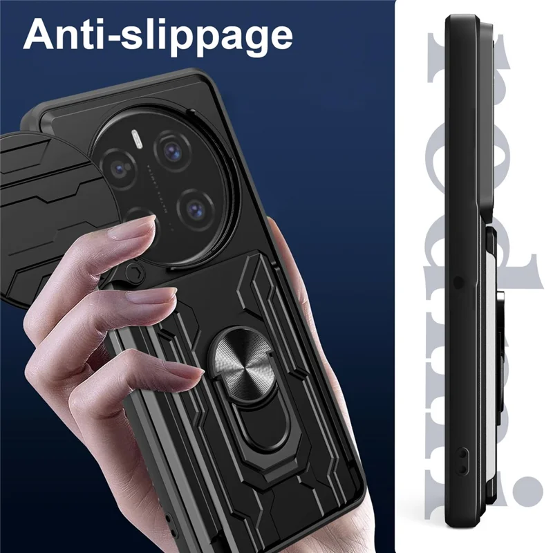 Bulk Purchasing For Honor Magic7 Pro 5G Case PC + TPU Kickstand Phone Back Cover with Camera Slider - Black