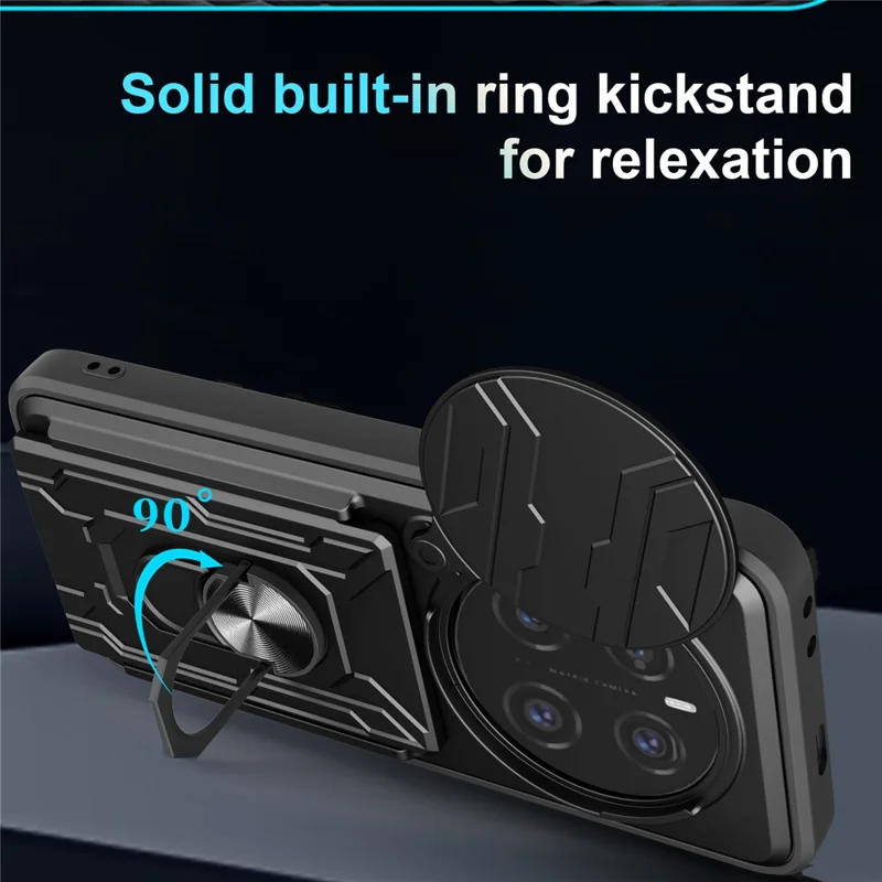 Bulk Purchasing For Honor Magic7 Pro 5G Case PC + TPU Kickstand Phone Back Cover with Camera Slider - Black