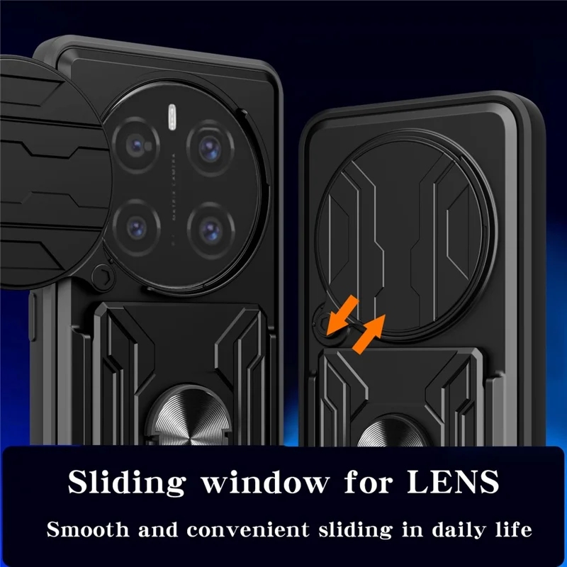 Bulk Purchasing For Honor Magic7 Pro 5G Case PC + TPU Kickstand Phone Back Cover with Camera Slider - Black