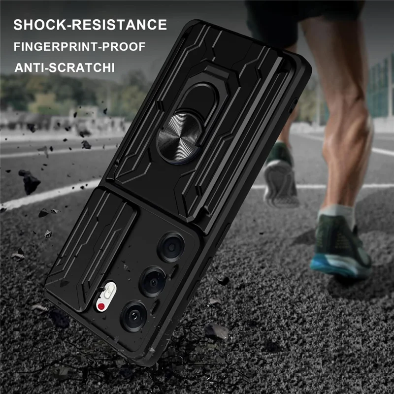 Bulk Purchasing For TECNO Camon 40 Pro 5G Case PC + TPU Kickstand Phone Back Cover with Camera Slider - Black