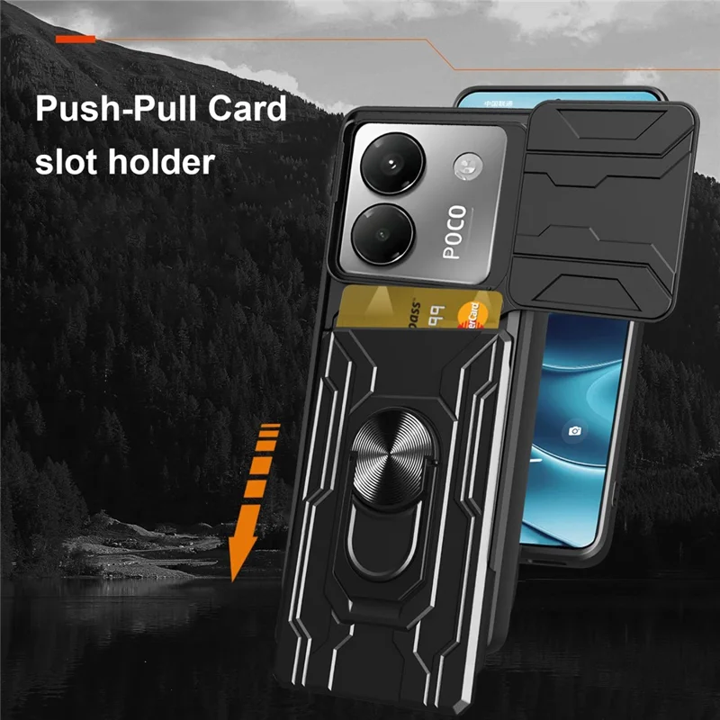 Acquisto all'ingrosso per custodia Xiaomi Poco M7 Pro 5G PC + TPU con supporto a libro posteriore per telefono con scorrimento della fotocamera - Nero