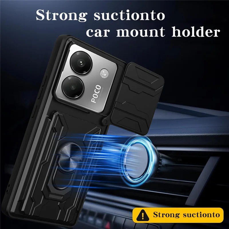 Acquisto all'ingrosso per custodia Xiaomi Poco M7 Pro 5G PC + TPU con supporto a libro posteriore per telefono con scorrimento della fotocamera - Nero