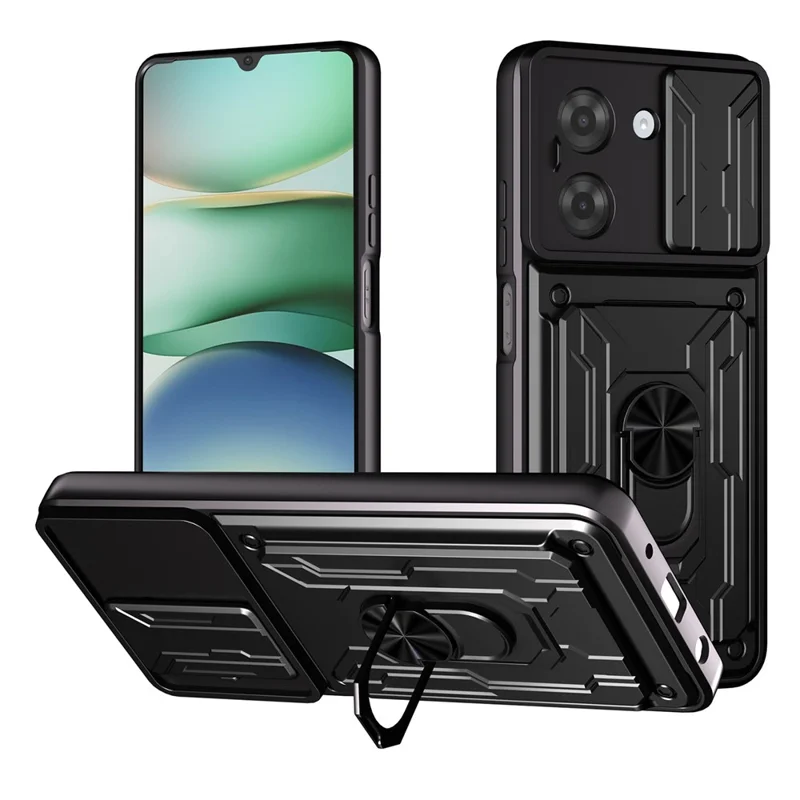 Bulk Purchasing For Xiaomi Redmi A5 NFC (EU) (173.45mm) Case PC + TPU Kickstand Phone Back Cover with Camera Slider - Black