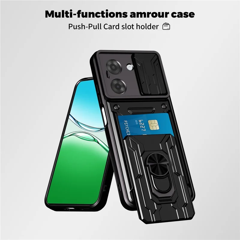 Bulk Purchasing For Xiaomi Redmi A5 NFC (EU) (173.45mm) Case PC + TPU Kickstand Phone Back Cover with Camera Slider - Black
