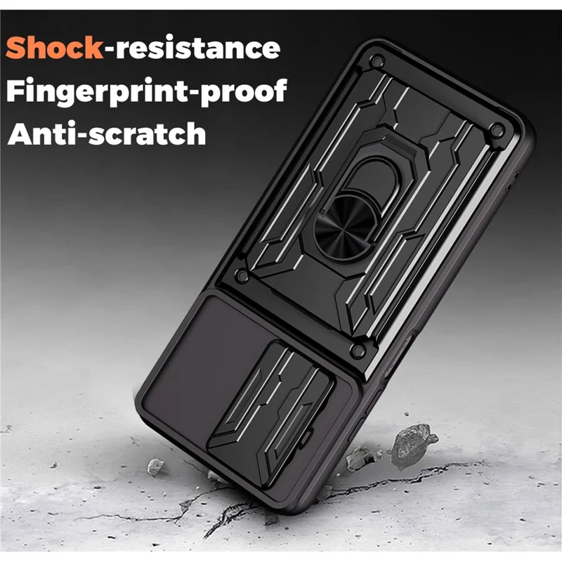 Bulk Purchasing For Xiaomi Redmi A5 NFC (EU) (173.45mm) Case PC + TPU Kickstand Phone Back Cover with Camera Slider - Black