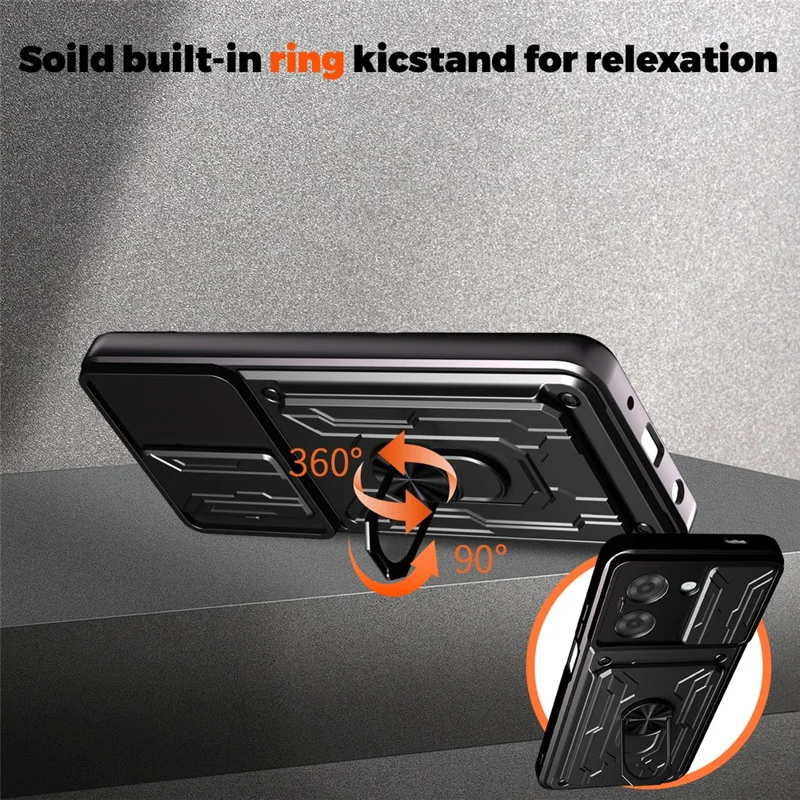 Bulk Purchasing For Xiaomi Redmi A5 NFC (EU) (173.45mm) Case PC + TPU Kickstand Phone Back Cover with Camera Slider - Black