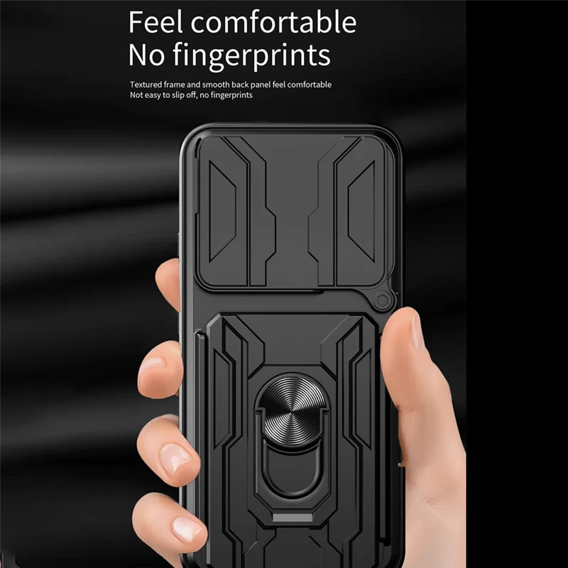 Оптовая продажа чехла для Oppo Find X9 5G, задняя панель из поликарбоната и термополиуретана с подставкой, с защитой камеры — черный