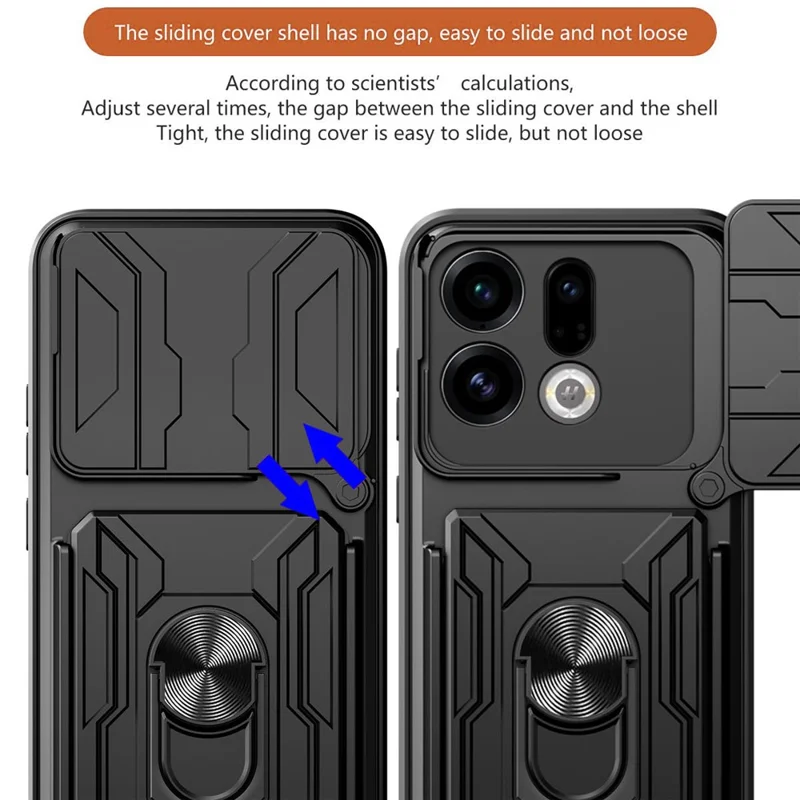 Оптовая продажа чехла для Oppo Find X9 5G, задняя панель из поликарбоната и термополиуретана с подставкой, с защитой камеры — черный