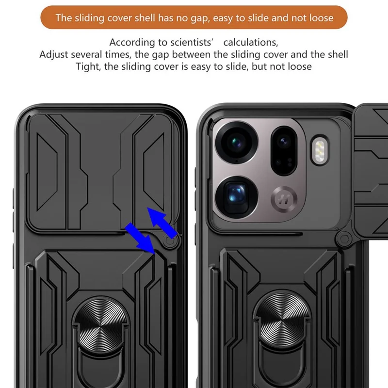 Engroskøb til Oppo Find X9 Pro 5G hylster PC + TPU støtte med kamera skyder – Titan Grå