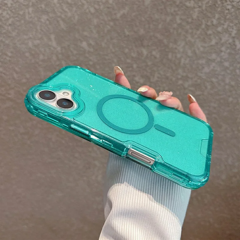 For iPhone 17 Magnetic Phone Case Detachable 2-in-1 Glitter TPU PC Cover Compatible with MagSafe - Mint Green