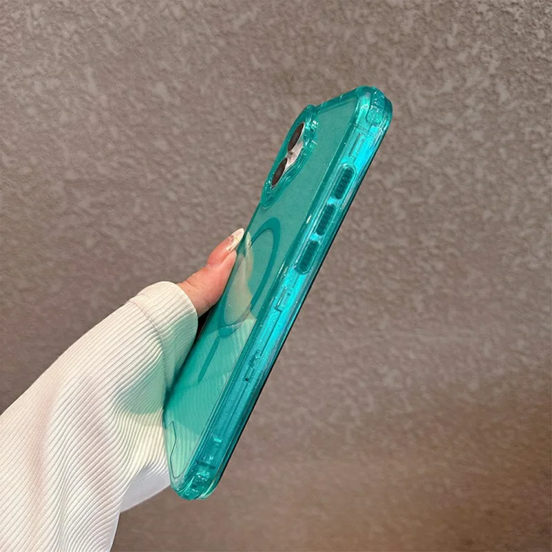 For iPhone 17 Magnetic Phone Case Detachable 2-in-1 Glitter TPU PC Cover Compatible with MagSafe - Mint Green