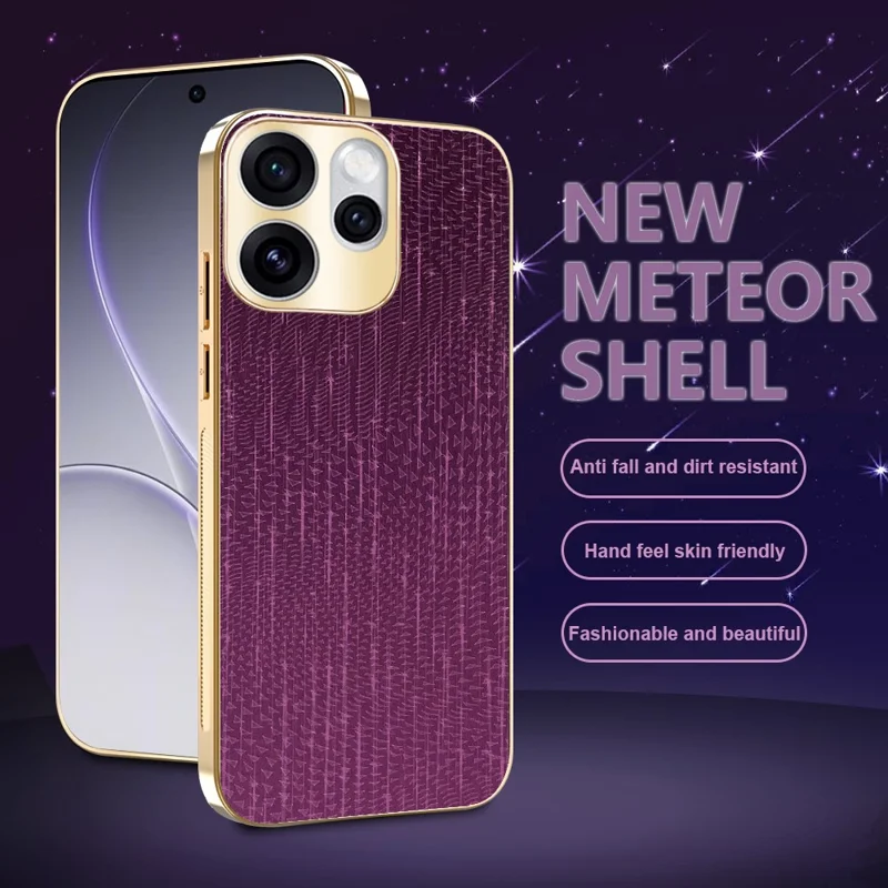 For Oppo Reno15 Pro 5G (Global) / Reno15 5G (China) Case Electroplating Shooting Star Pattern PU + TPU + PC Phone Back Cover - Purple