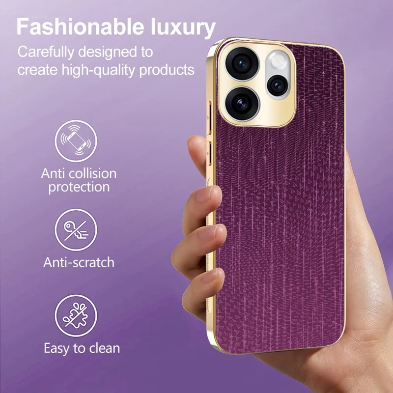 For Oppo Reno15 Pro 5G (Global) / Reno15 5G (China) Case Electroplating Shooting Star Pattern PU + TPU + PC Phone Back Cover - Purple