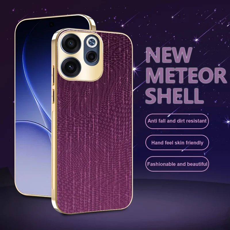 For Oppo Reno15 F 5G Case Electroplating Shooting Star Pattern PU + TPU + PC Phone Back Cover - Purple