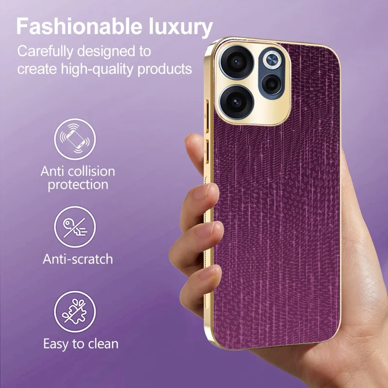 For Oppo Reno15 F 5G Case Electroplating Shooting Star Pattern PU + TPU + PC Phone Back Cover - Purple