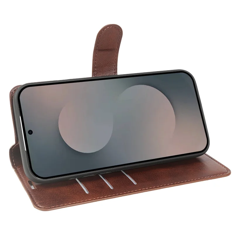 Fodral för Samsung Galaxy S25 Ultra, ställfodral, plånbok, kalvläderstruktur, vikbar hölse i PU-läder - Brun