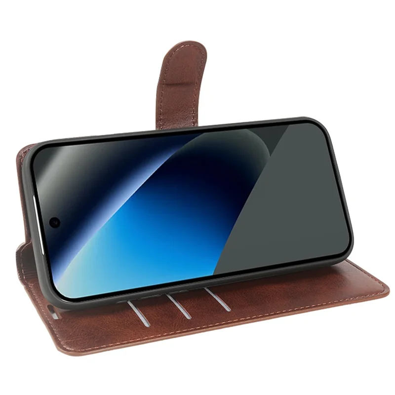 For Google Pixel 10a Case Stand Wallet Calf Texture PU Leather Flip Phone Cover - Brown