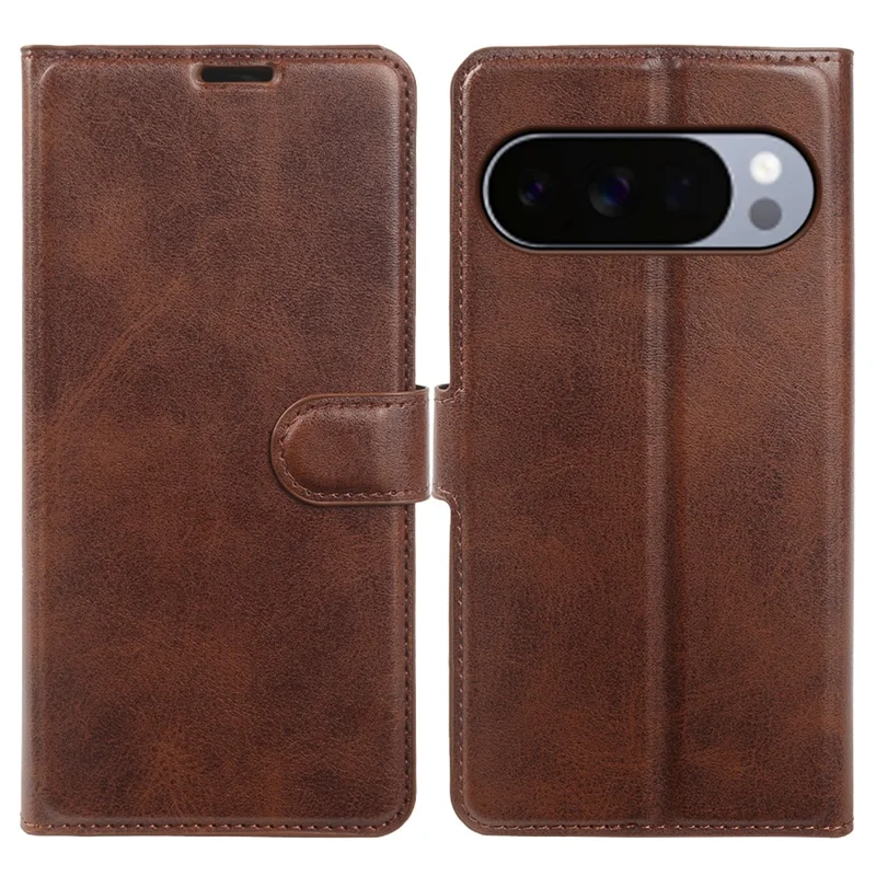 For Google Pixel 10 Pro  /  10  /  9 Pro  /  9 Case Stand Wallet Calf Texture PU Leather Flip Phone Cover - Brown