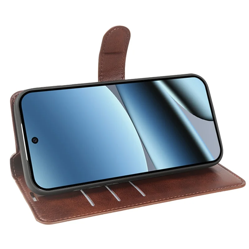 For Google Pixel 10 Pro XL Case Stand Wallet Calf Texture PU Leather Flip Phone Cover - Brown