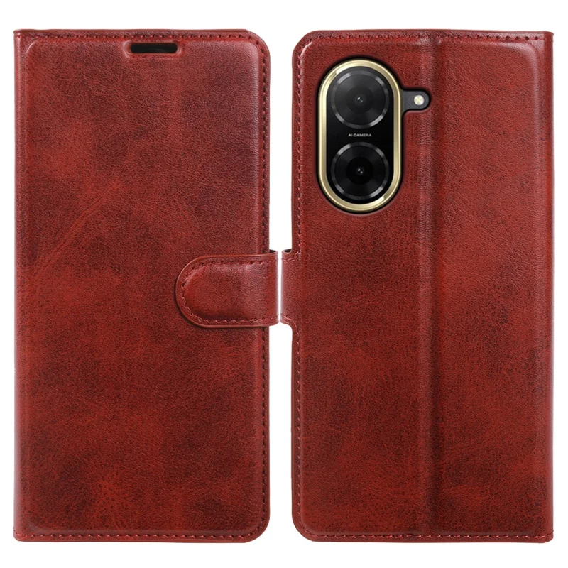 For Xiaomi Redmi A5 NFC (EU) (173.45mm) Case Stand Wallet Calf Texture PU Leather Flip Phone Cover - Red