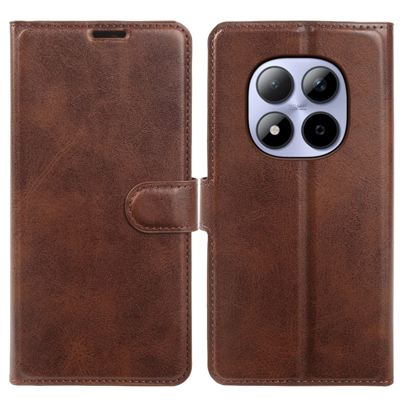For Xiaomi Redmi Note 15 Pro 5G (Global) Case Stand Wallet Calf Texture PU Leather Flip Phone Cover - Brown