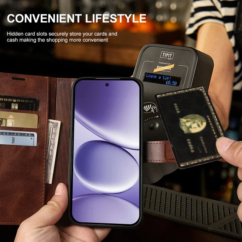 For Xiaomi Redmi Note 15 Pro 5G (Global) Case Stand Wallet Calf Texture PU Leather Flip Phone Cover - Brown