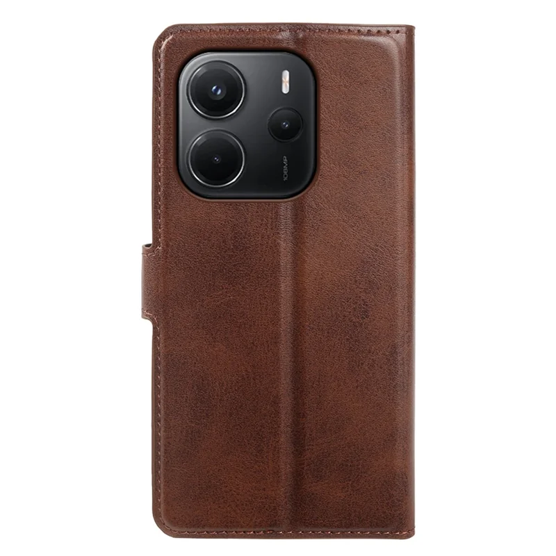For Xiaomi Redmi Note 14 4G (164.84mm) Case Stand Wallet Calf Texture PU Leather Flip Phone Cover - Brown