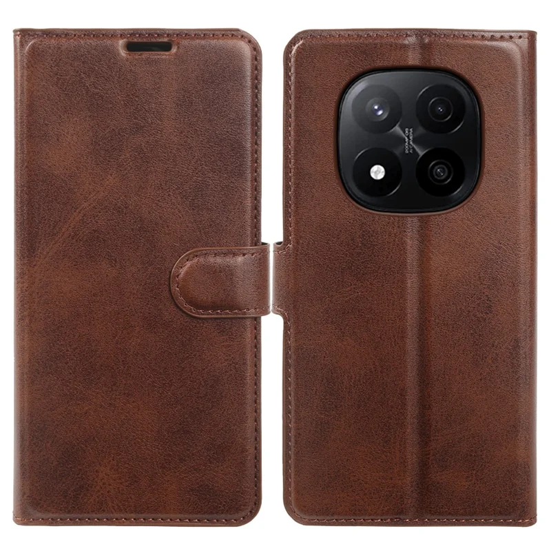 Flip Case med stå og wallet til Xiaomi Redmi Note 14 Pro+ 5G, ku-skindlignende PU-læder, brunt