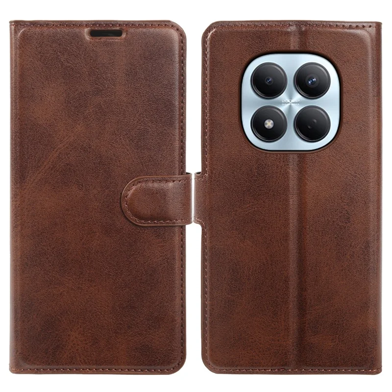 For Xiaomi Redmi Note 15 Pro 4G (Global) Case Stand Wallet Calf Texture PU Leather Flip Phone Cover - Brown