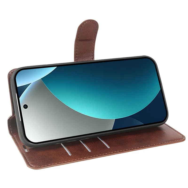 For Xiaomi Redmi Note 15 Pro 4G (Global) Case Stand Wallet Calf Texture PU Leather Flip Phone Cover - Brown