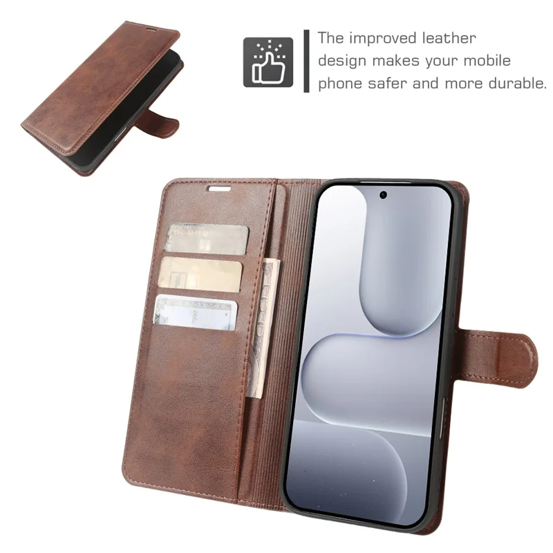 Til Honor 500 5G Etui med stå og wallet, kuets mønster i PU-læder, flip-etui - Brun