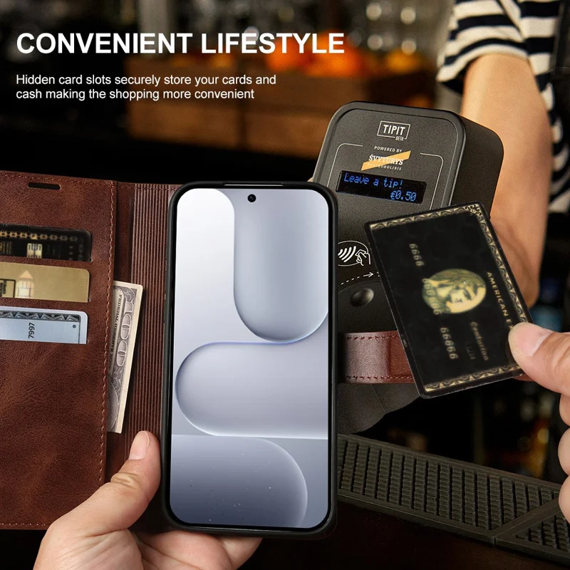 Til Honor 500 5G Etui med stå og wallet, kuets mønster i PU-læder, flip-etui - Brun