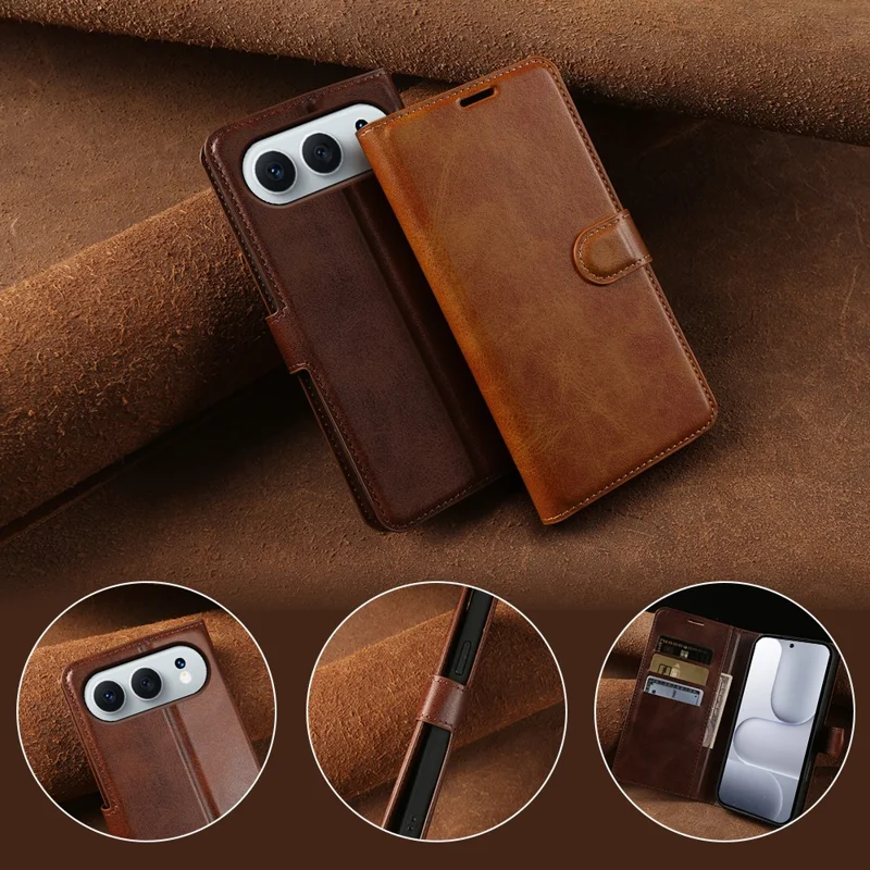 Til Honor 500 5G Etui med stå og wallet, kuets mønster i PU-læder, flip-etui - Brun