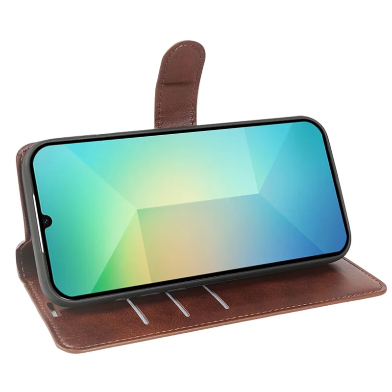 Til Samsung Galaxy A06 4G / A06 5G Taske Ståplads Lommebog Kalvlæder PU Læder Flip Telefonbeskyttelse - Brun