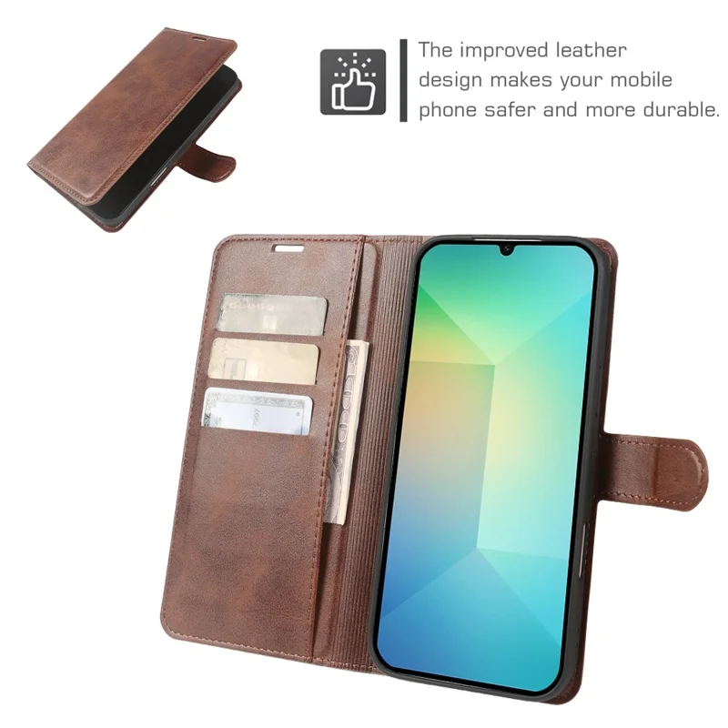 Til Samsung Galaxy A06 4G / A06 5G Taske Ståplads Lommebog Kalvlæder PU Læder Flip Telefonbeskyttelse - Brun