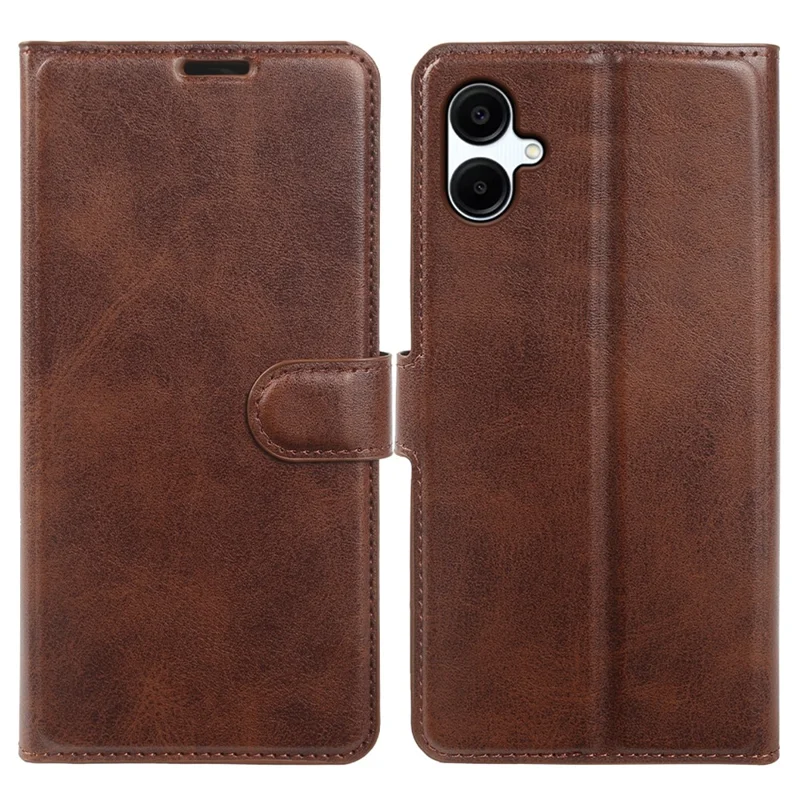 For Samsung Galaxy A07 5G Case Stand Wallet Calf Texture PU Leather Flip Phone Cover - Brown