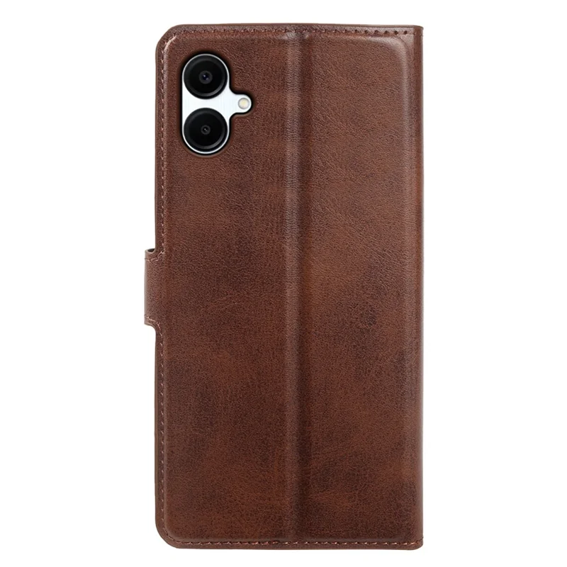 For Samsung Galaxy A07 5G Case Stand Wallet Calf Texture PU Leather Flip Phone Cover - Brown