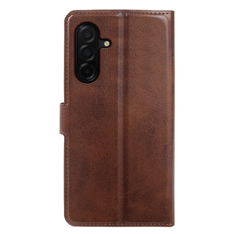 For Samsung Galaxy A27 Case Stand Wallet Calf Texture PU Leather Flip Phone Cover - Brown