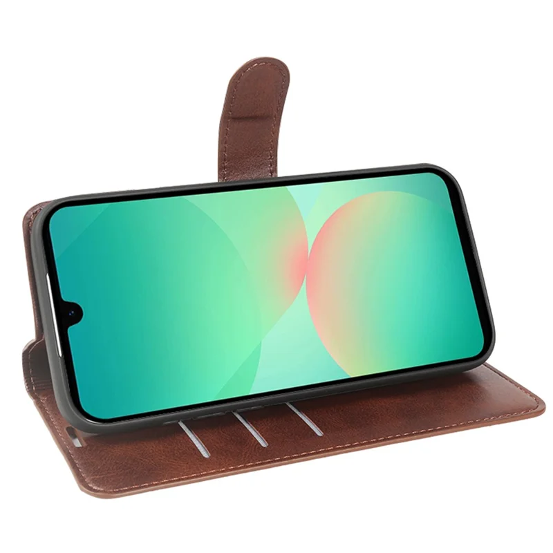 For Samsung Galaxy A27 Case Stand Wallet Calf Texture PU Leather Flip Phone Cover - Brown