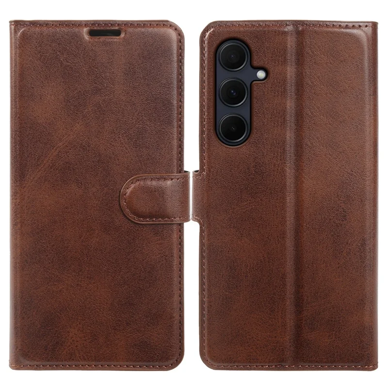 For Samsung Galaxy A35 5G Case Stand Wallet Calf Texture PU Leather Flip Phone Cover - Brown