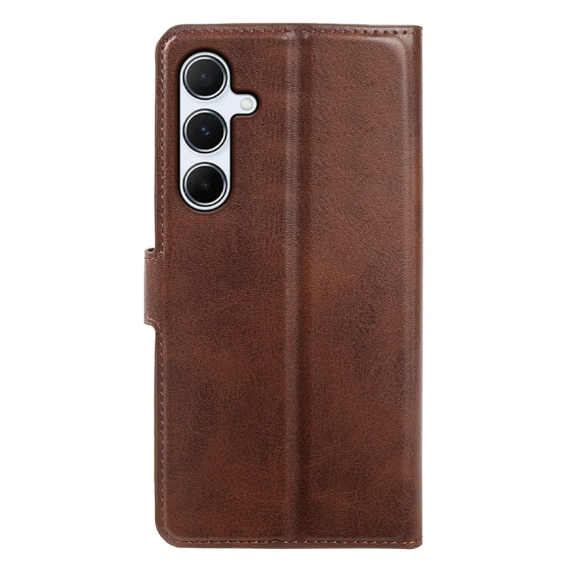 For Samsung Galaxy A55 5G Case Stand Wallet Calf Texture PU Leather Flip Phone Cover - Brown