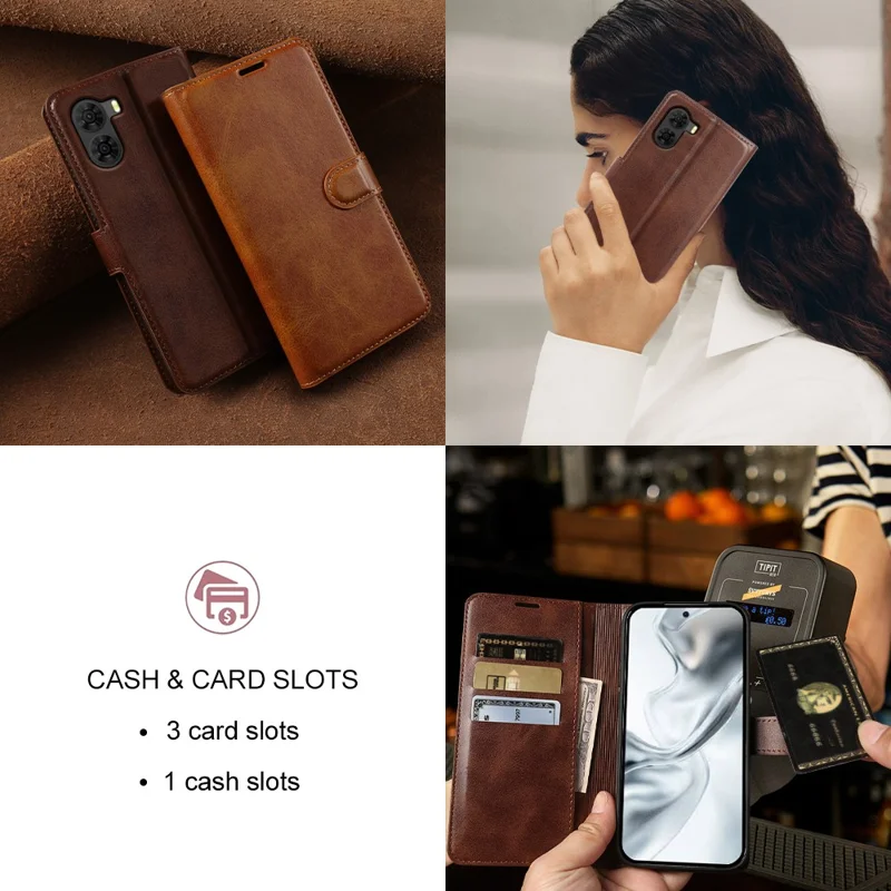 For ZTE nubia S2 Case Stand Wallet Calf Texture PU Leather Flip Phone Cover - Brown