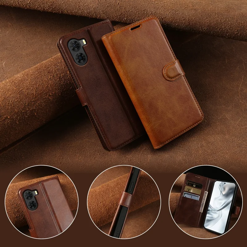For ZTE nubia S2 Case Stand Wallet Calf Texture PU Leather Flip Phone Cover - Brown