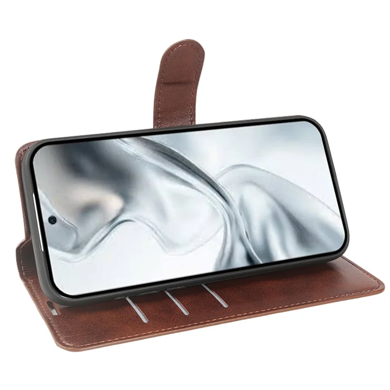 For ZTE nubia S2e Case Stand Wallet Calf Texture PU Leather Flip Phone Cover - Brown