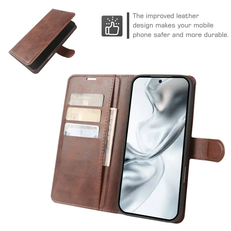 For ZTE nubia S2e Case Stand Wallet Calf Texture PU Leather Flip Phone Cover - Brown