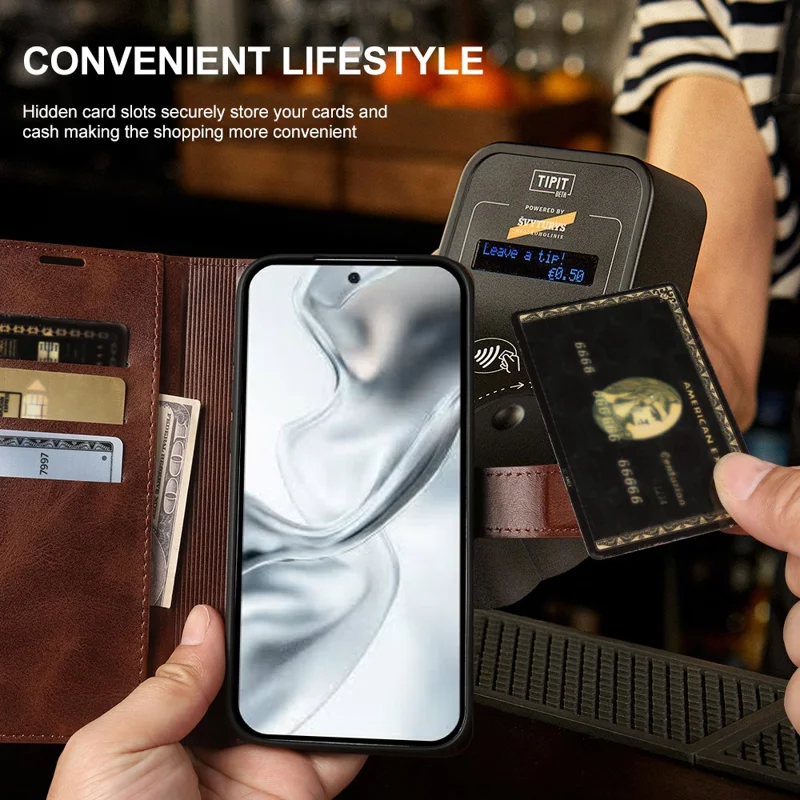 For ZTE nubia S2e Case Stand Wallet Calf Texture PU Leather Flip Phone Cover - Brown