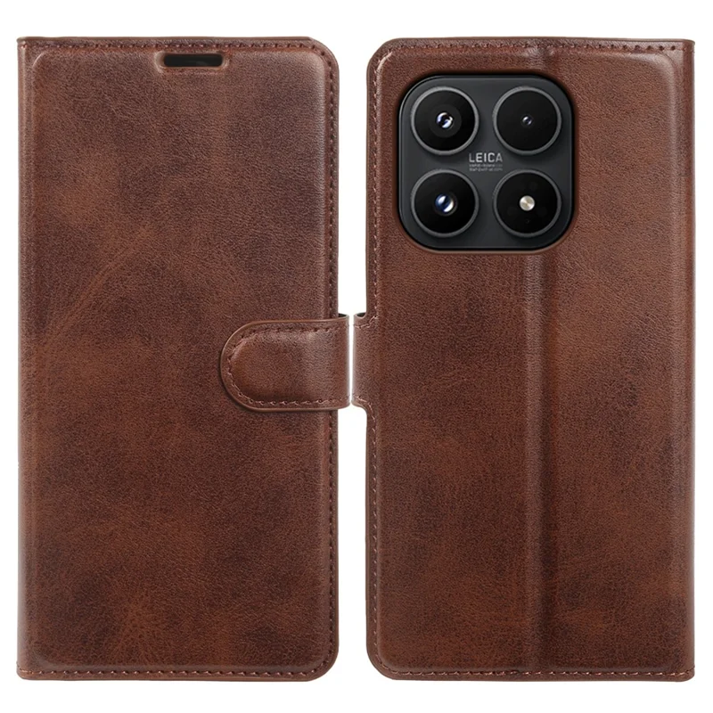 For Xiaomi 17 Case Stand Wallet Calf Texture PU Leather Flip Phone Cover - Brown