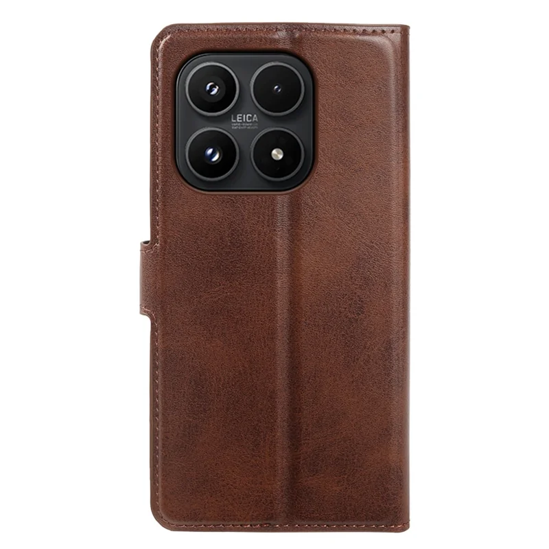 For Xiaomi 17 Case Stand Wallet Calf Texture PU Leather Flip Phone Cover - Brown