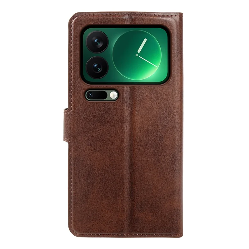 For Xiaomi 17 Pro Case Stand Wallet Calf Texture PU Leather Flip Phone Cover - Brown