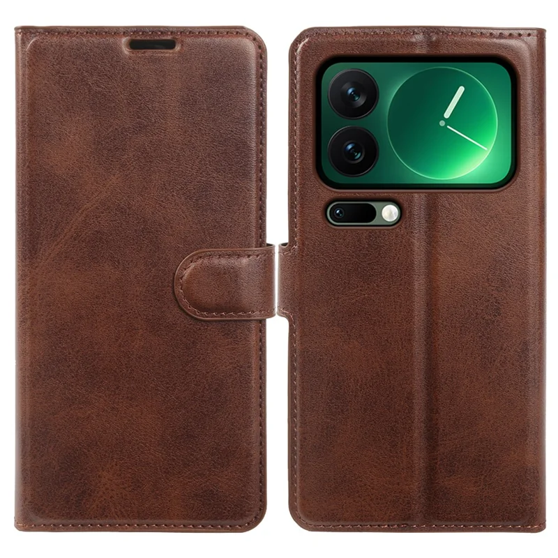 Cover con supporto portafoglio per Xiaomi 17 Pro Max, custodia pieghevole in ecopelle con texture a vitello - Marrone